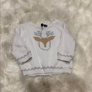 Janie and Jack Cream and Gray Deer Sweater